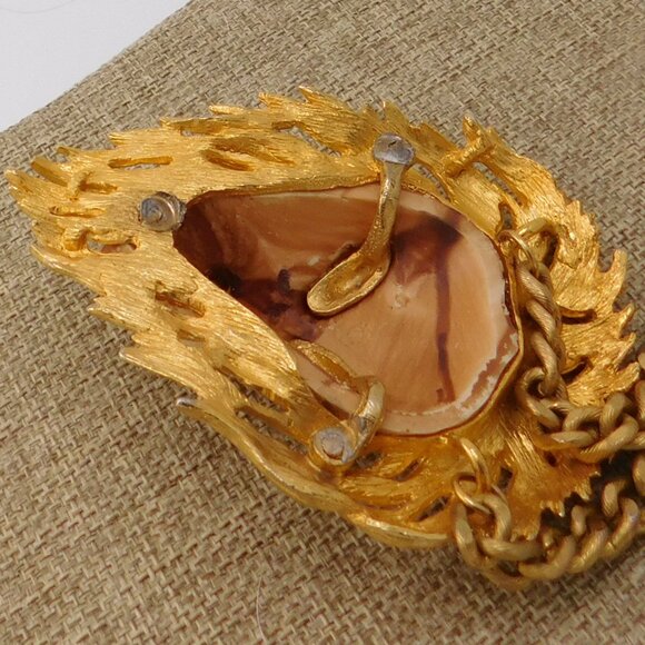 VTG 1970s Luca Razza Lion Head Pendant Chain Gold Necklace Statement Runway - Picture 8 of 10